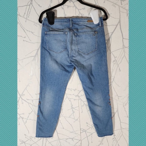 Mavi Light Wash Floral Embroidered Low Rise Adrianna Skinny Jeans - Picture 4 of 5